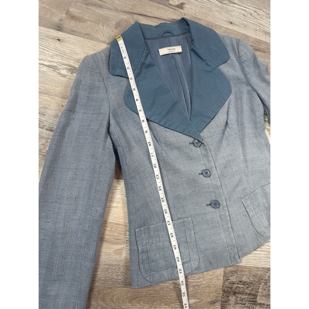 Vintage 90s Y2K Prada Silk Blazer Quiet Luxury Office Siren Workwear Slub Small - Picture 8 of 9